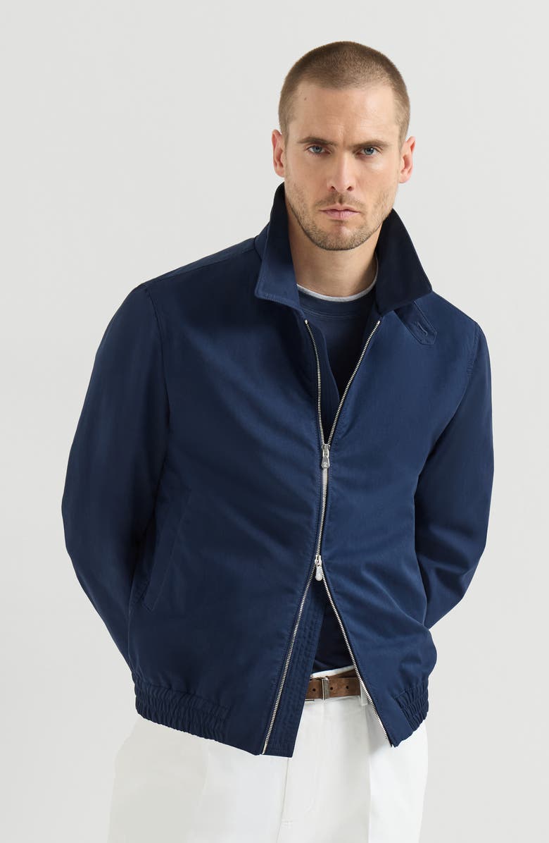 Brunello Cucinelli Microfiber outerwear jacket, Main, color, Blue