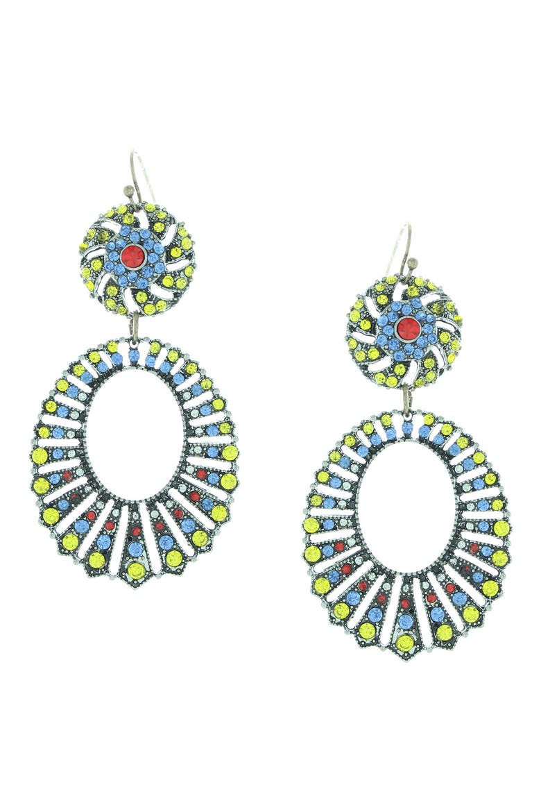 Crystal Oval Drop Earrings, Main, color, GOLD/ BLACK