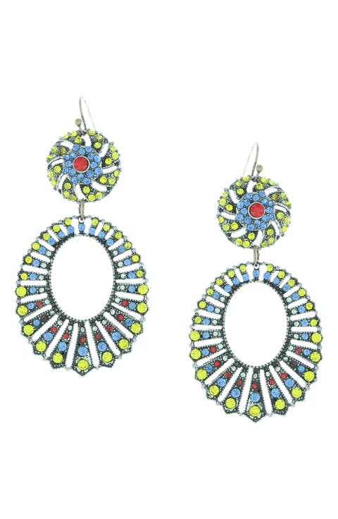 Crystal Oval Drop Earrings