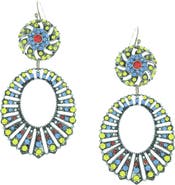 OLIVIA WELLES Crystal Oval Drop Earrings