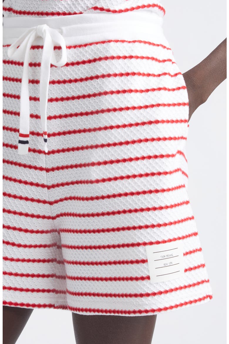 Stripe Cotton Honeycomb Jacquard Shorts, Alternate, color, WHITE/ RED