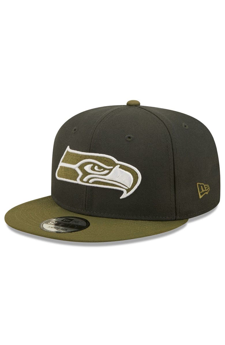 New Era Men's New Era Graphite/Olive Seattle Seahawks Two-Tone Color Pack 9FIFTY Snapback Hat, Main, color, 