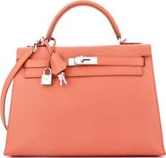 Pre-Owned Hermes Kelly Handbag Pink Epsom with Palladium Hardware 32