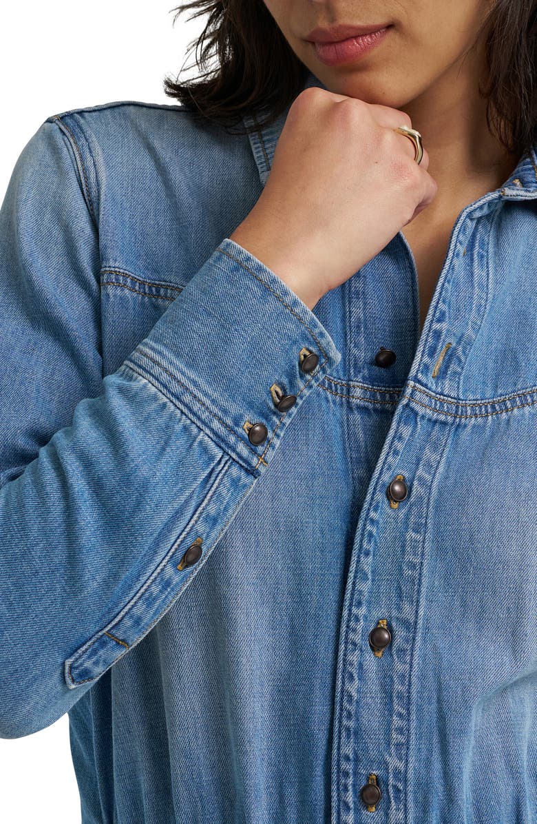 Wrangler Radiating Long Sleeve Denim Jumpsuit, Alternate, color, Shimmerstone