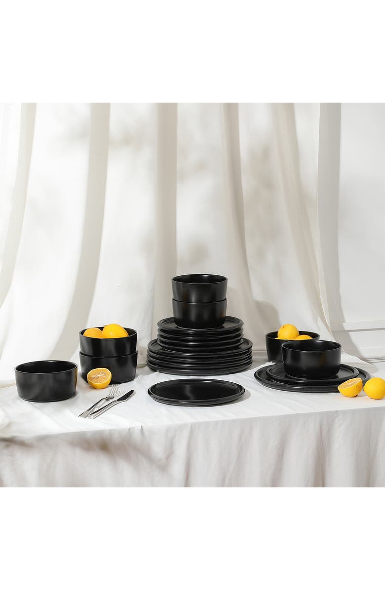 Stone Lain Eden Stoneware 24-Piece Dinnerware Set, Alternate, color, Black
