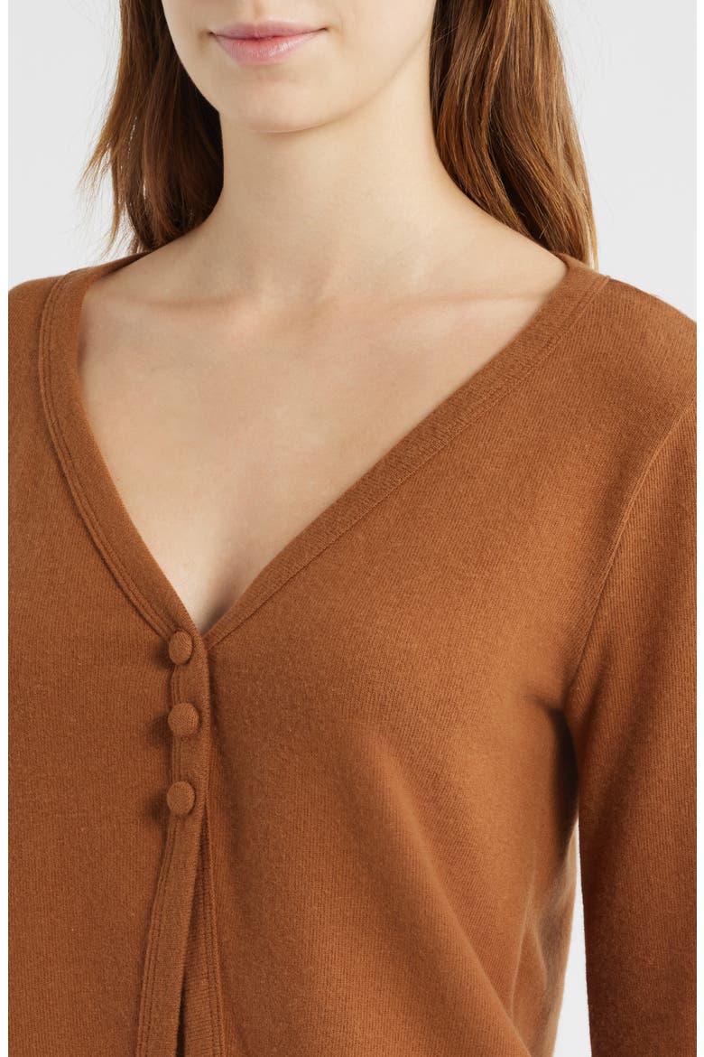 Millie Split Front Cardigan, Alternate, color, TOFFEE