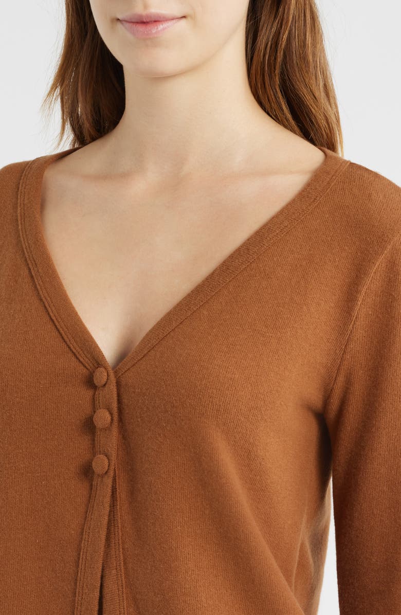 Reformation Millie Split Front Cardigan, Alternate, color, Toffee