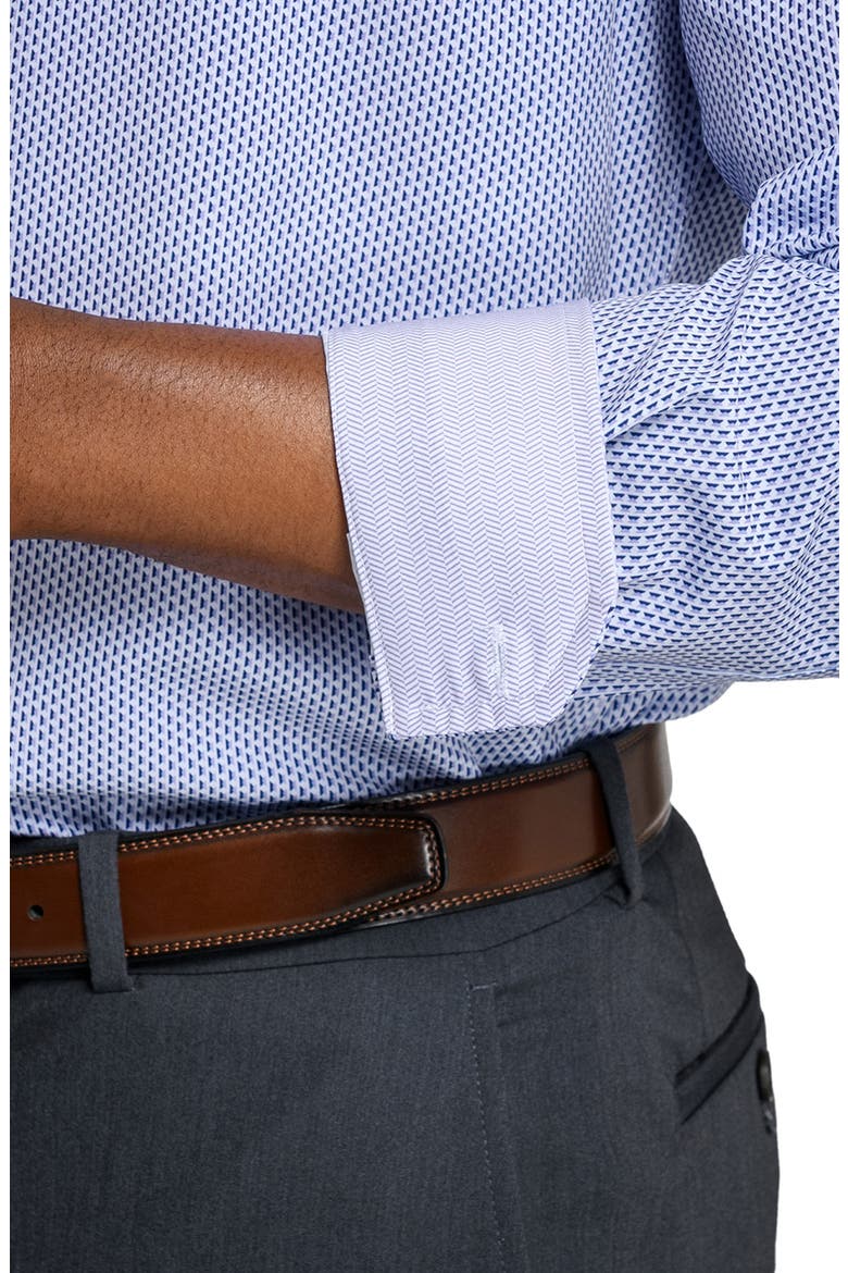 Regular Fit Tile Print Performance Dress Shirt, Alternate, color, WHITE/ PURPLE