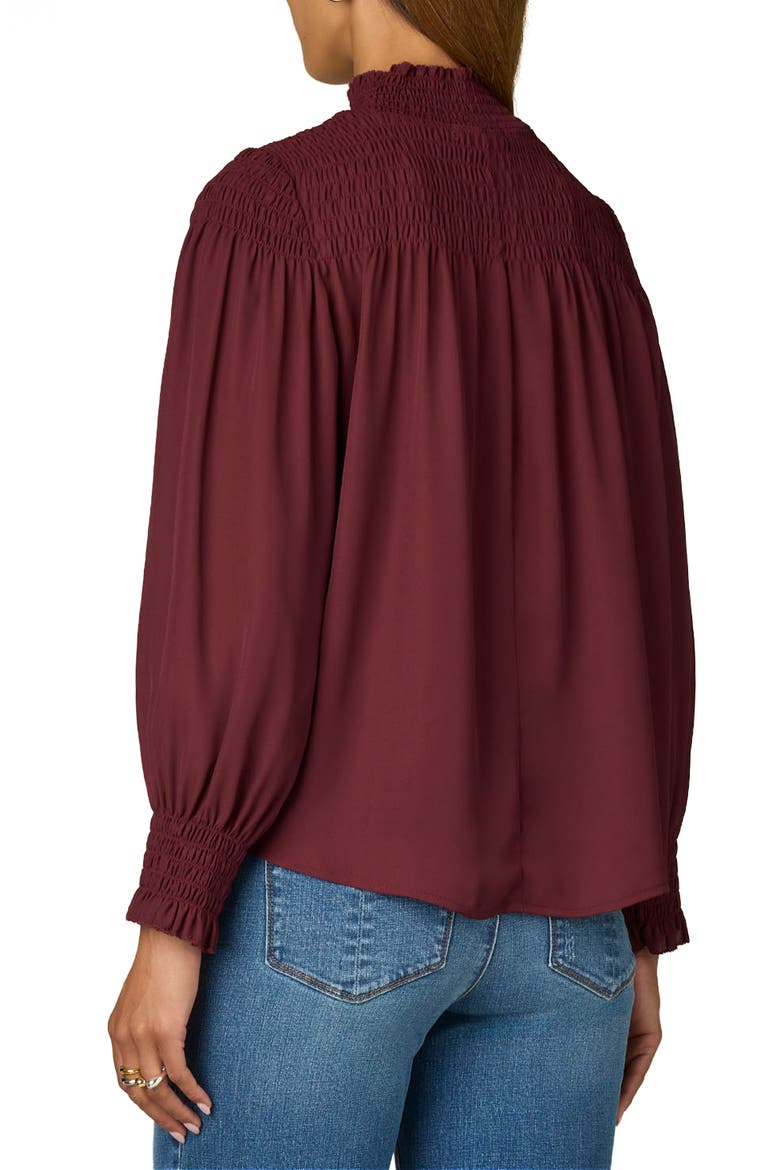 Long Smock Flounce Sleeve Funnel Neck Top, Alternate, color, ZINFANDEL