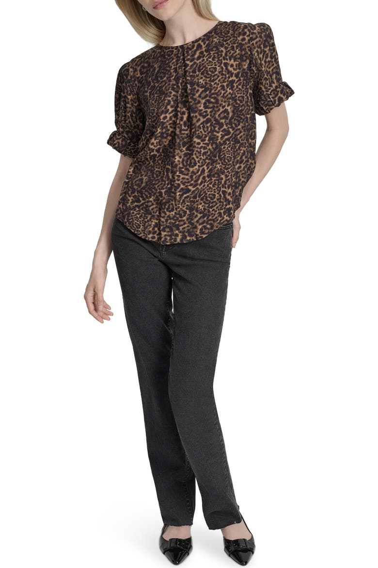 Abstract Zebra Print Voile Top, Alternate, color, COMPACT CHEETAH