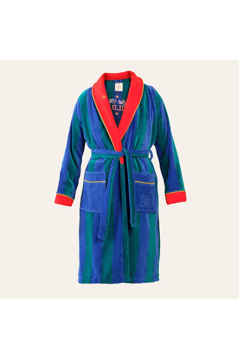 Tabea Embroidered Velvet 100% Cotton Luxe Comfort, Alternate, color, Blue-Green