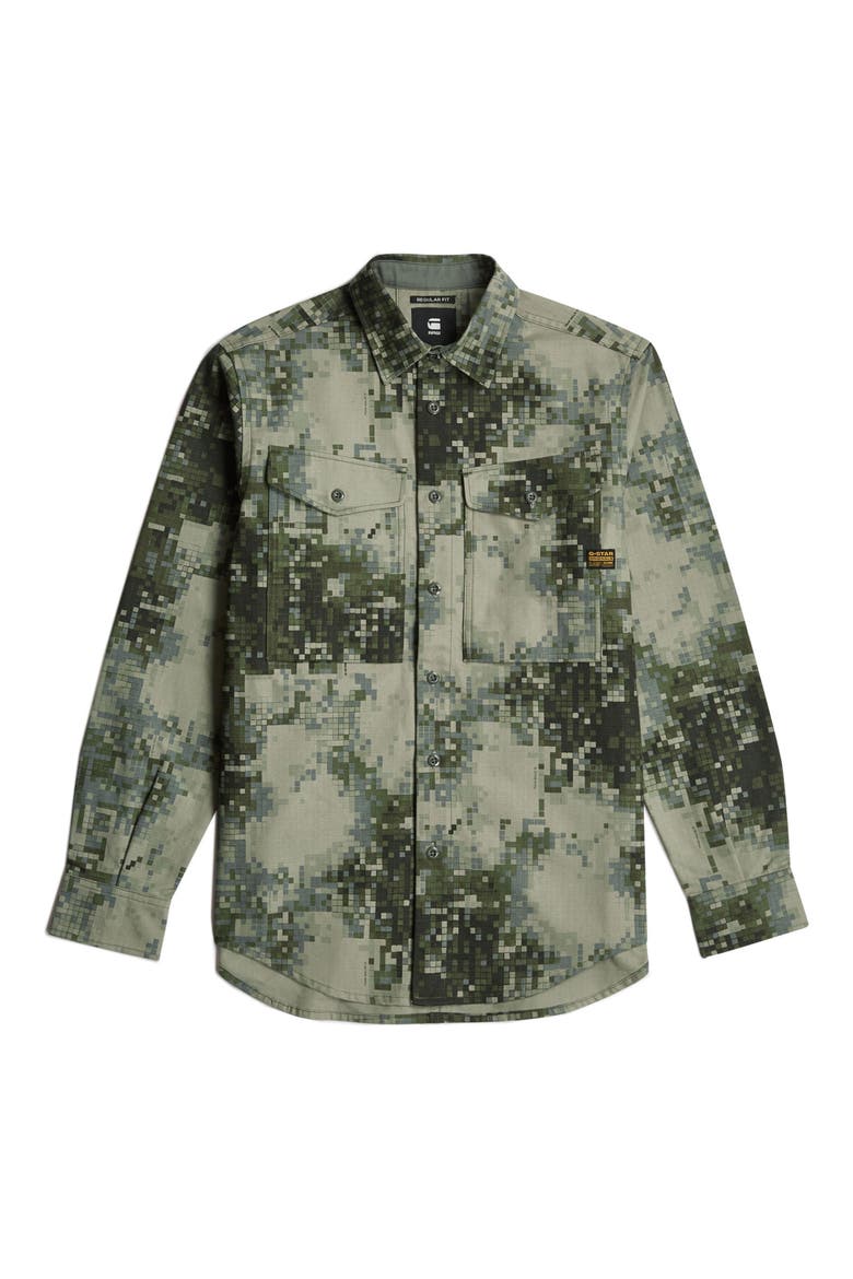 Cargo Pocket Cotton Button-Up Overshirt, Alternate, color, DIGI CAMO