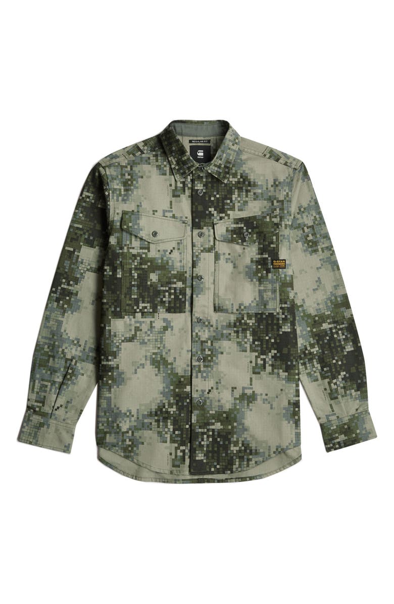 G-STAR Cargo Pocket Cotton Button-Up Overshirt, Alternate, color, Digi Camo