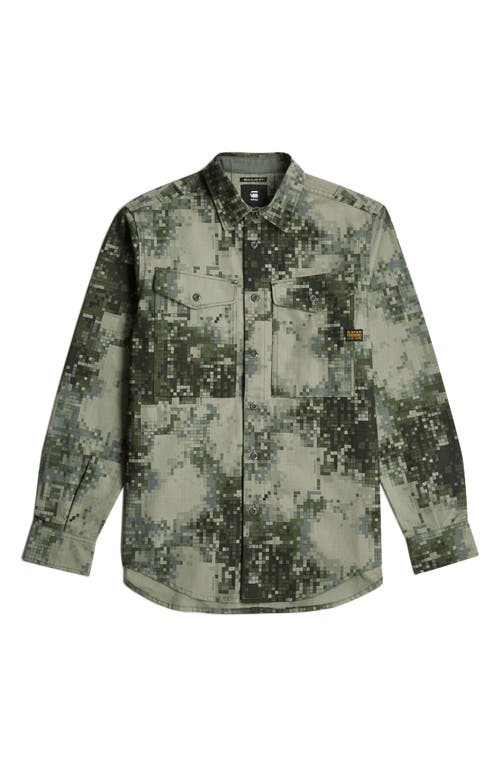 G-star Cargo Pocket Cotton Button-up Overshirt In Digi Camo