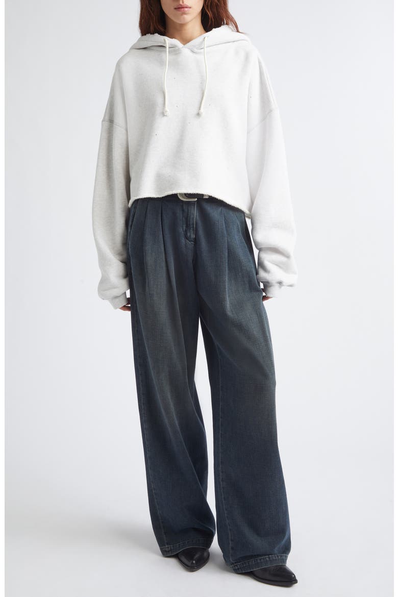 Star Oversize Crop Hoodie, Alternate, color, VINTAGE GRAY MELANGE