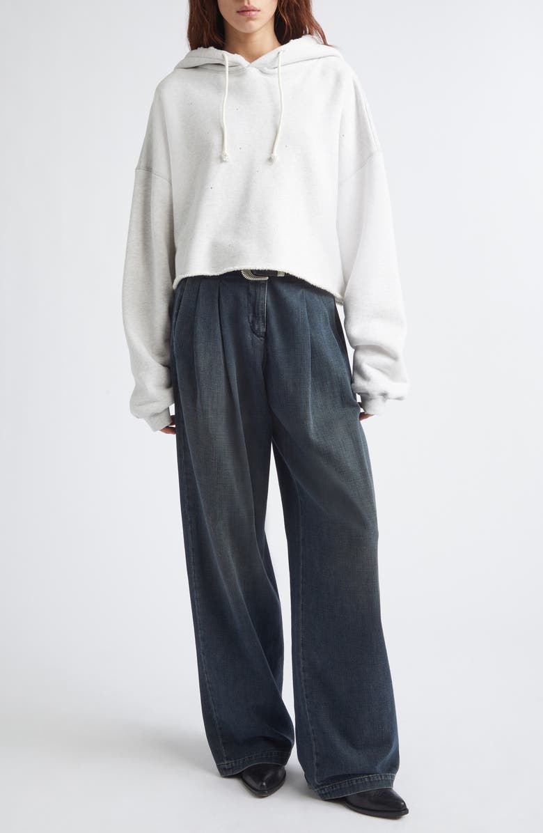Golden Goose Star Oversize Crop Hoodie, Alternate, color, Vintage Gray Melange