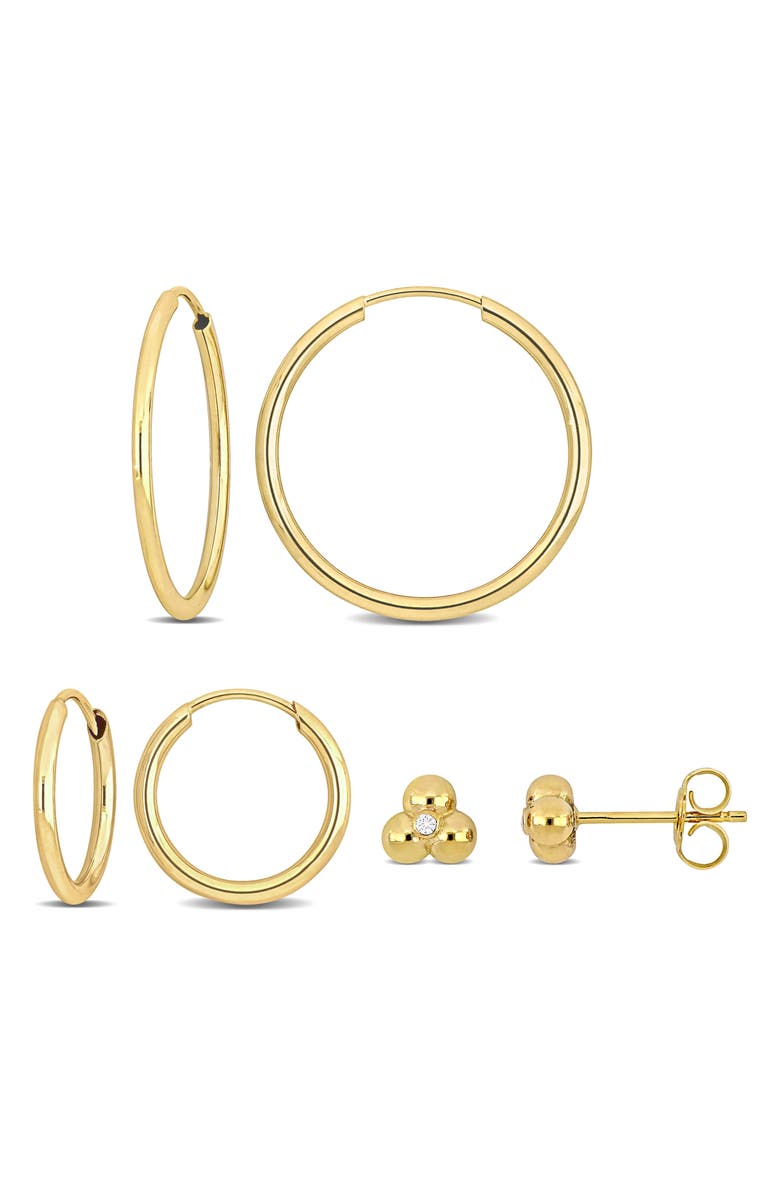 DELMAR Set Of 3 Diamond Stud & Hoop Earrings - 0.2ct., Main, color,