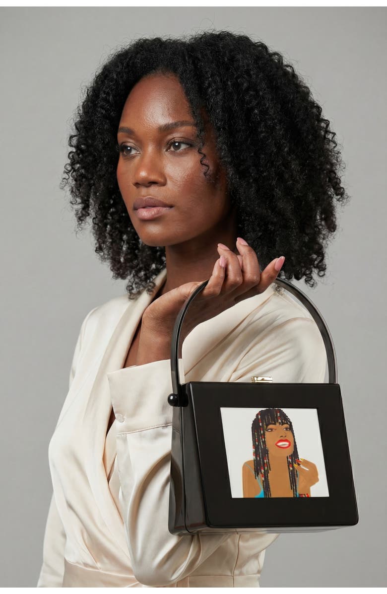 LarAllan Désirée Acrylic Top Handle Bag, Alternate, color, Black