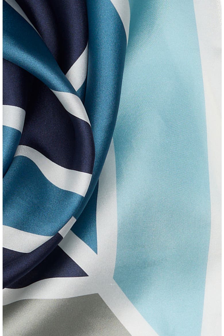Printed Square Silk Scarf, Alternate, color, BLUE TRIANGLES