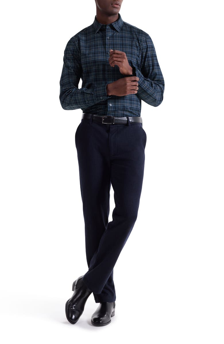 Bugatchi Jules OoohCotton<sup>®</sup> Plaid Button-Down Shirt, Alternate, color, Peacock