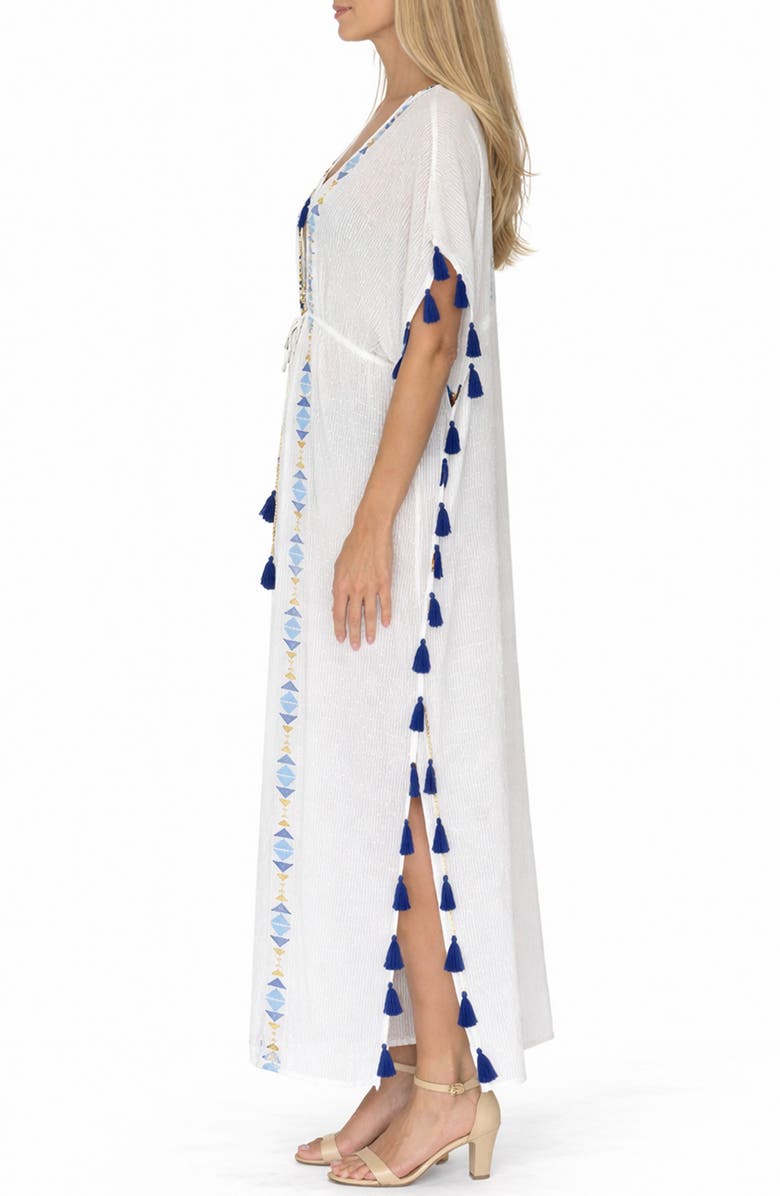 RANEES Long Caftan Cover-Up, Alternate, color, White