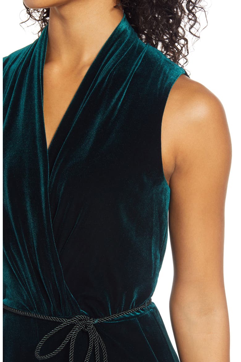 Vince Caputo Surplice Sleeveless Velvet Jumpsuit, Alternate, color, HUNTER