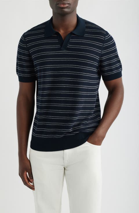 H-Narciso Stripe Johnny Collar Polo