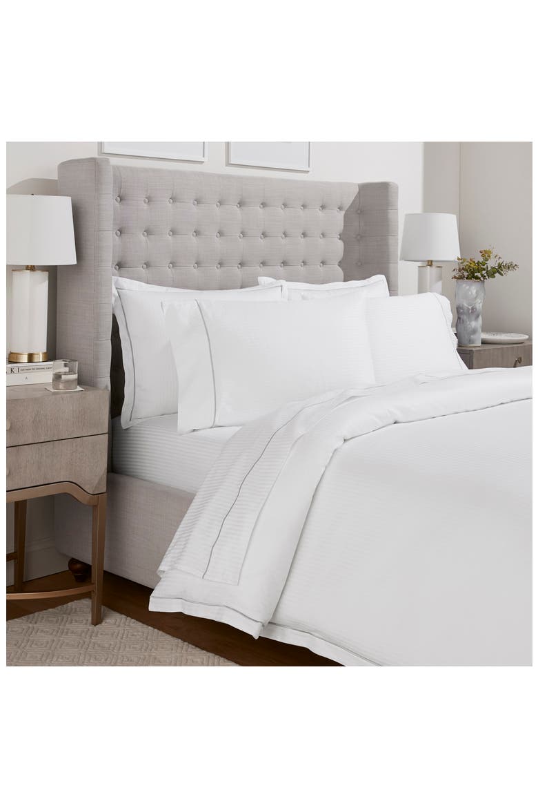 Signature Embroidered Stripe Sheet Set, Alternate, color, WHITE