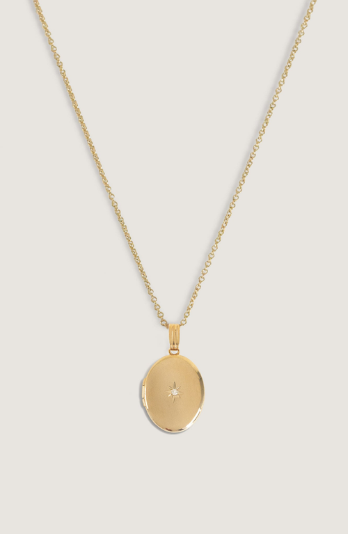 Kinn Maison Oval Locket Necklace In Gold - Micro Rolo Chain