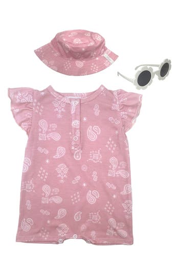 TOBY TOBY PAISLEY ROMPER, HAT & SUNGLASSES SET 