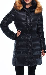 S13 Chalet Water Repellent Puffer Coat with Faux Fur Trim