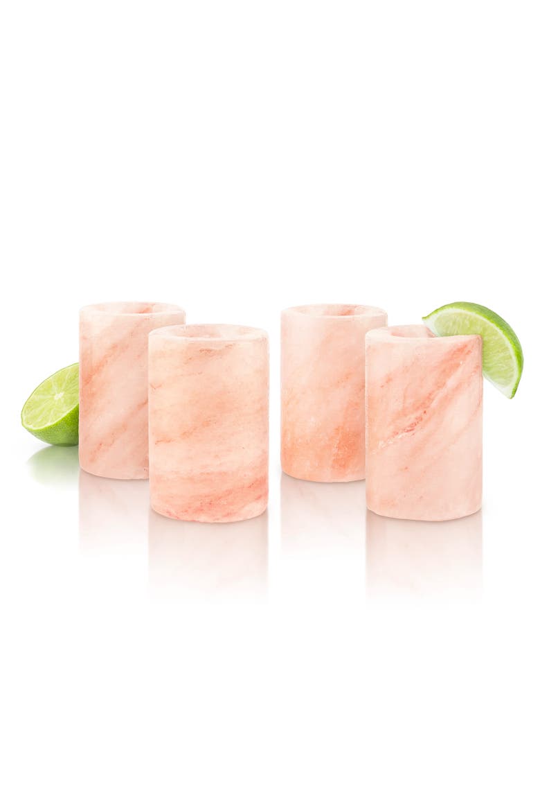 Himalayan Salt Tequila Shot Glasses, Set of 4, 1.5 oz Each, Main, color, Pink