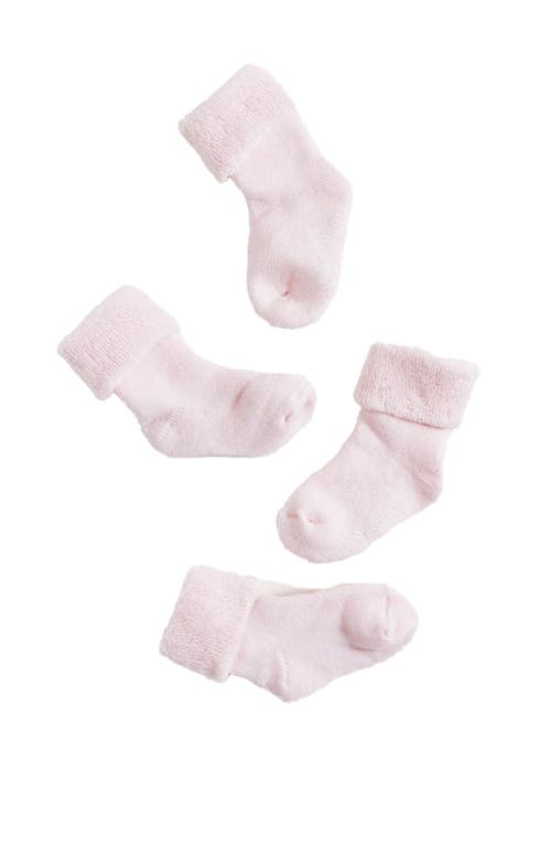 Babycottons Towel Socks Set Of 2 In Pink