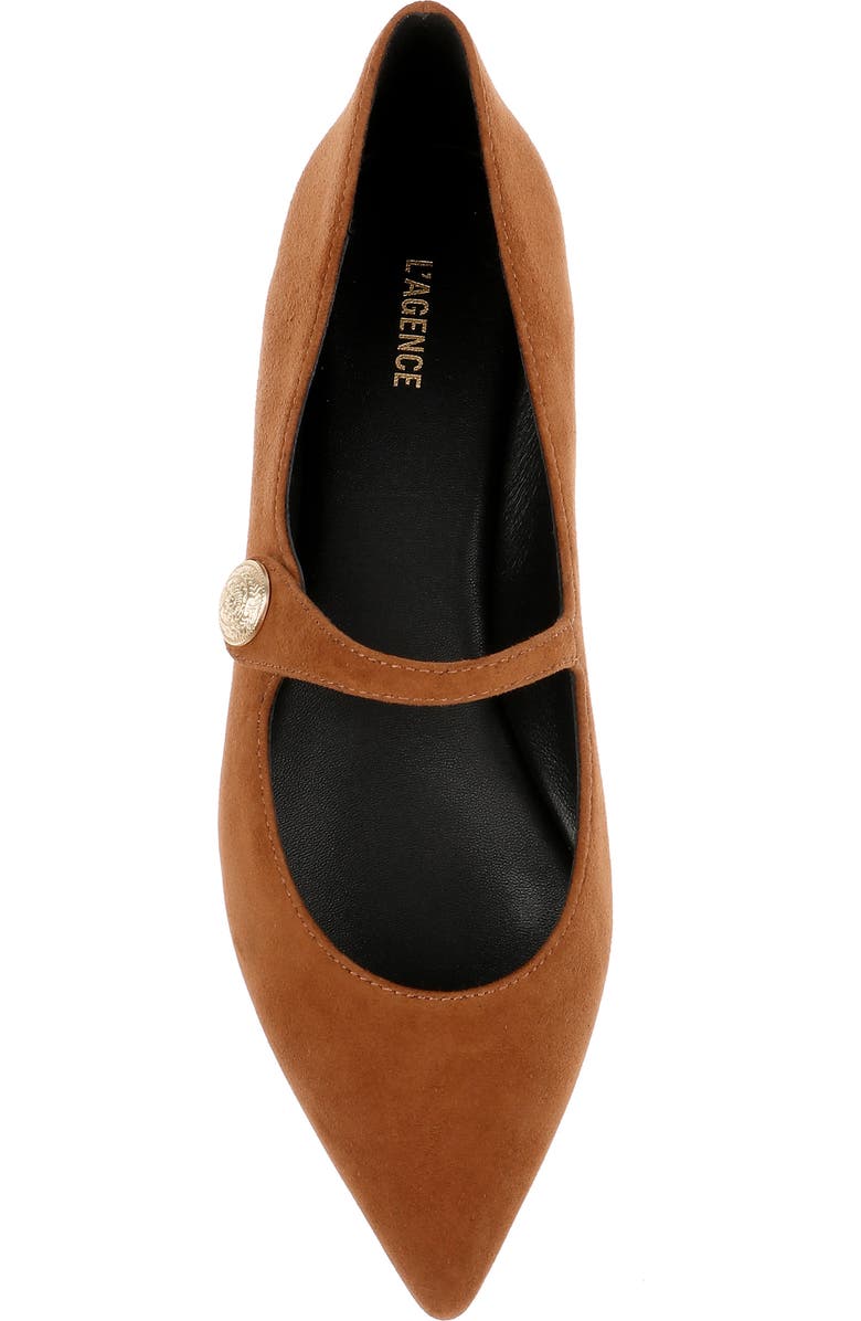 L'AGENCE Gersende Mary Jane Pointed Toe Flat, Alternate, color, Buckskin Suede
