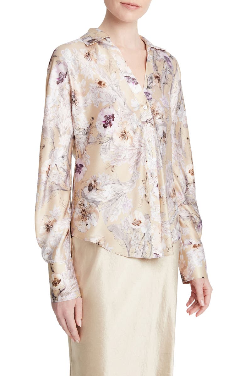 Vince Wildflower Bias Cut Silk Shirt, Alternate, color,