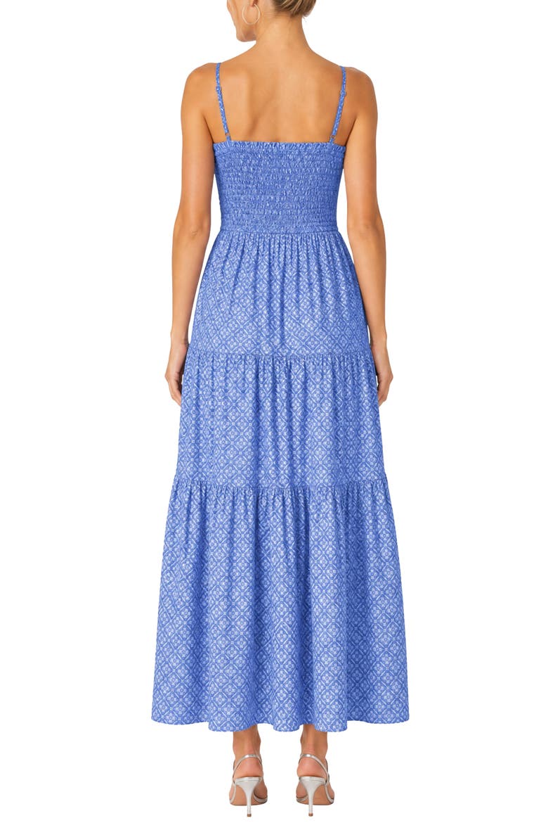 Kristen Smocked Tiered Midi Dress, Alternate, color, Meridien Breeze