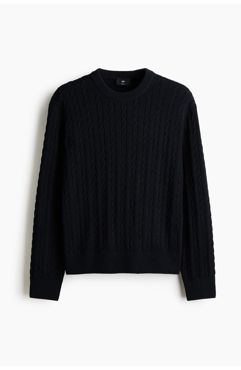H&M Regular Fit Cable-knit Jumper, Main, color, Navy Blue