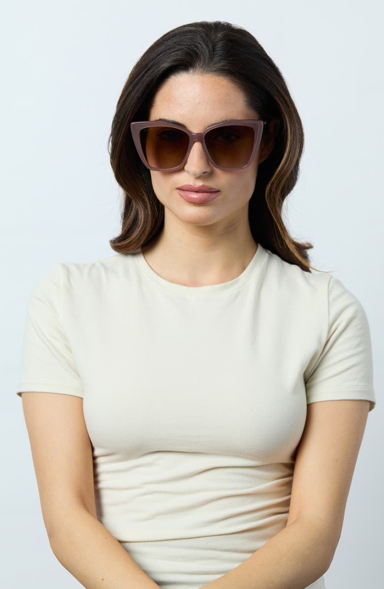 DIFF Becky II 56mm Polarized Cat Eye Sunglasses, Alternate, color, Brown
