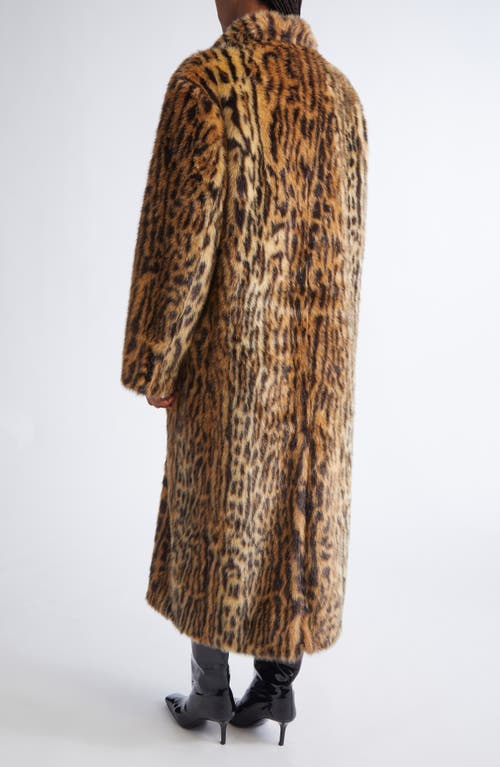 Stand Studio Marceline Leopard Print Faux Fur Coat In Brown