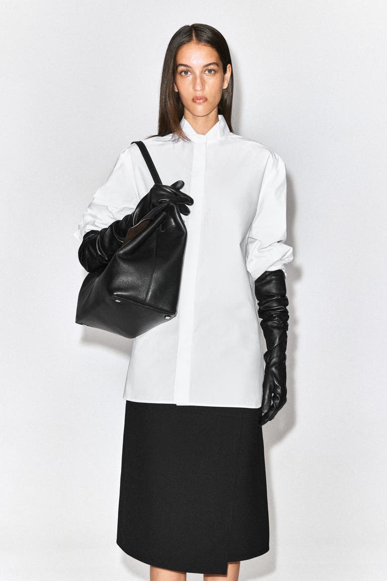 Long Leather Gloves, Alternate, color, BLACK