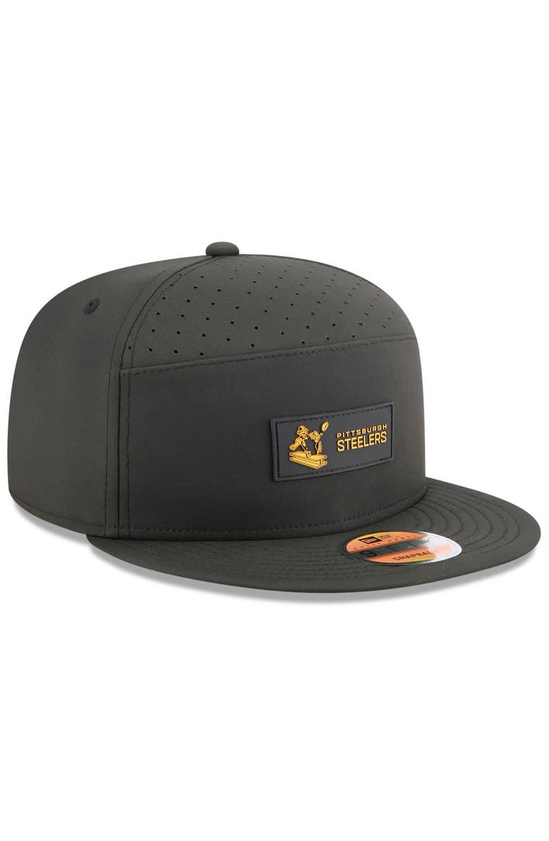 New Era Men's New Era Black Pittsburgh Steelers 2025 Sideline Throwback Split Panel 9FIFTY Snapback Hat, Alternate, color, 