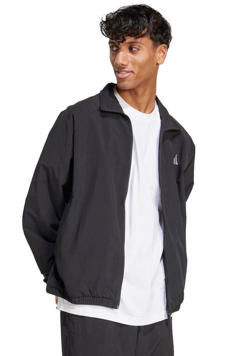 Essential Logo Windbreaker, Alternate, color, BLACK/ WHITE