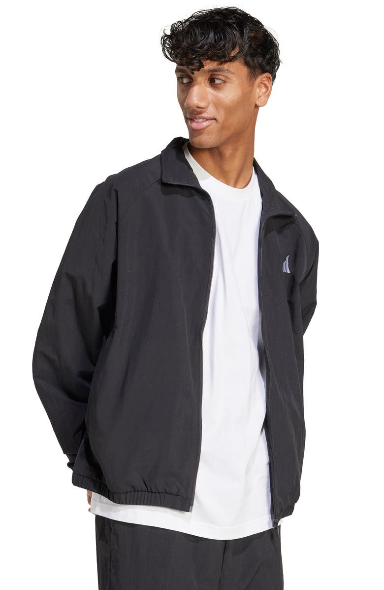 adidas Essential Logo Windbreaker, Alternate, color, Black/ White