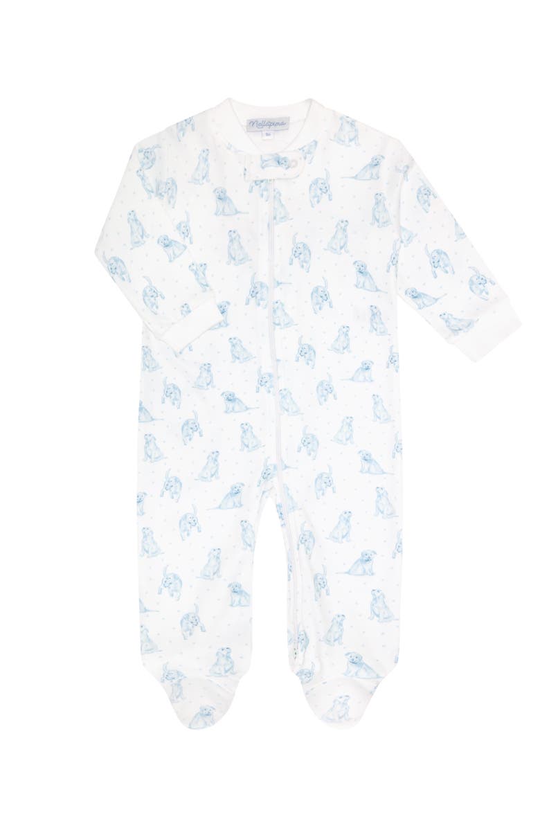 Nellapima Blue Puppy Love Print Zipper Footie - Baby, Main, color, Blue