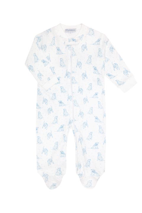 Blue Puppy Love Print Zipper Footie - Baby