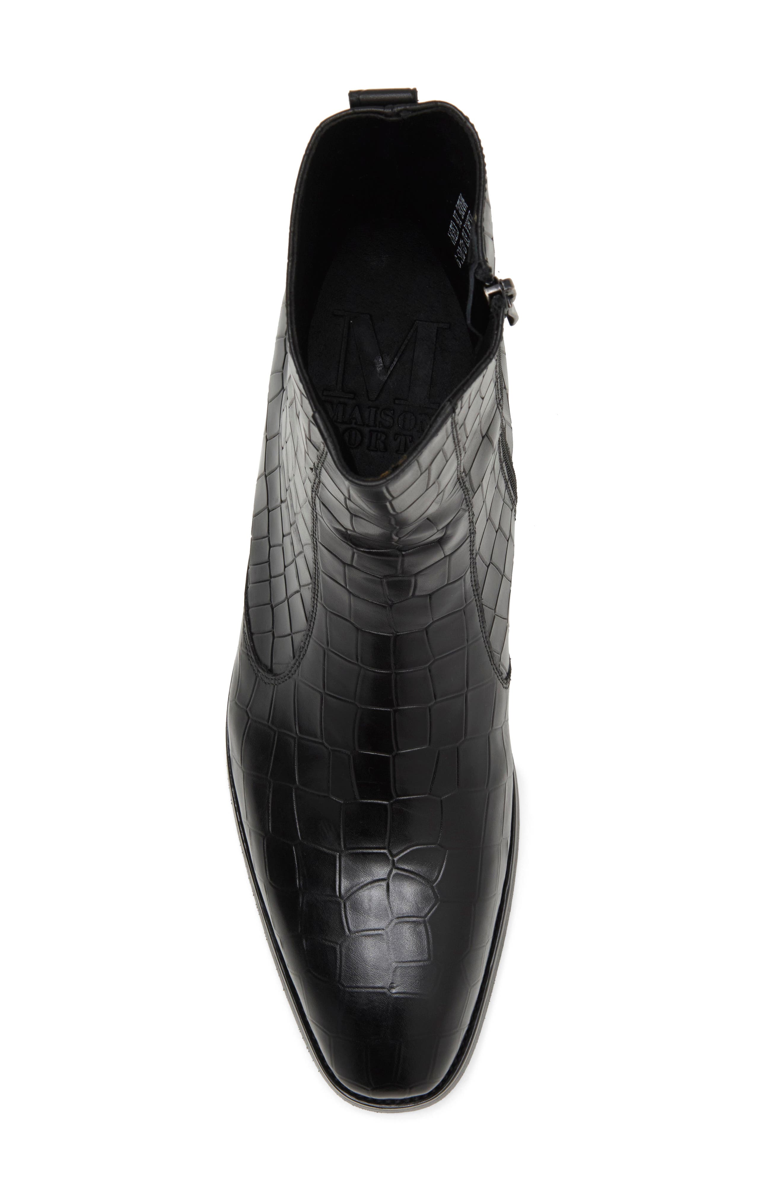 Amadeus Alligator Embossed Leather Boot, Alternate, color, BLACK
