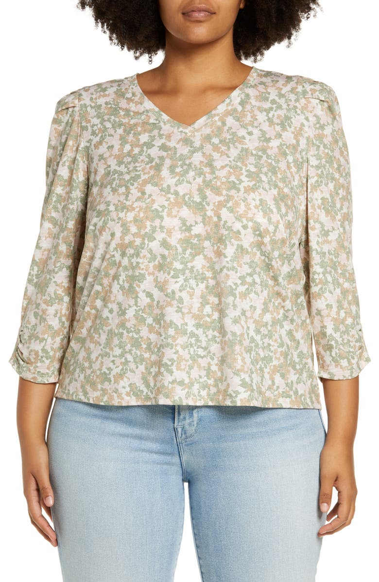 Wit & Wisdom Floral Puff Sleeve Top, Main, color,