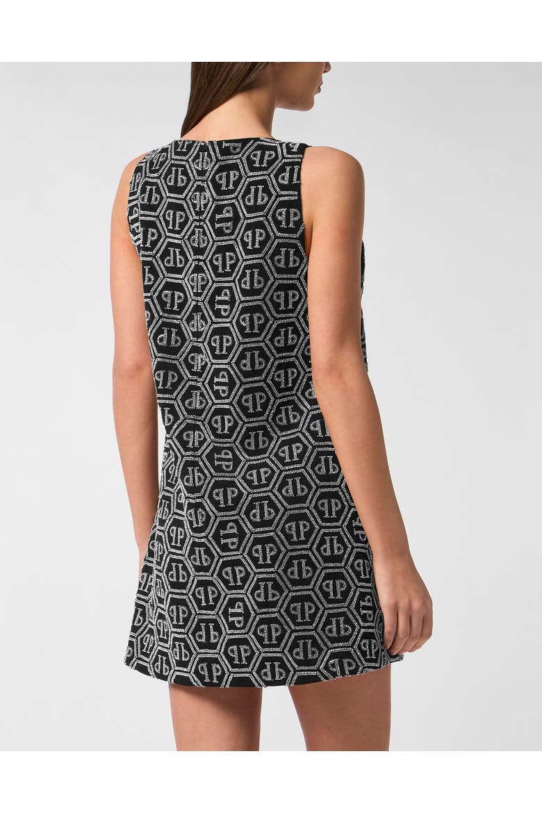 Mini Dress Monogram Strass Women, Alternate, color, black