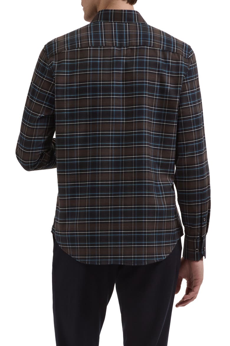 Julian Shaped Cotton and Cashmere Shirt, Alternate, color, CHOCOLATE