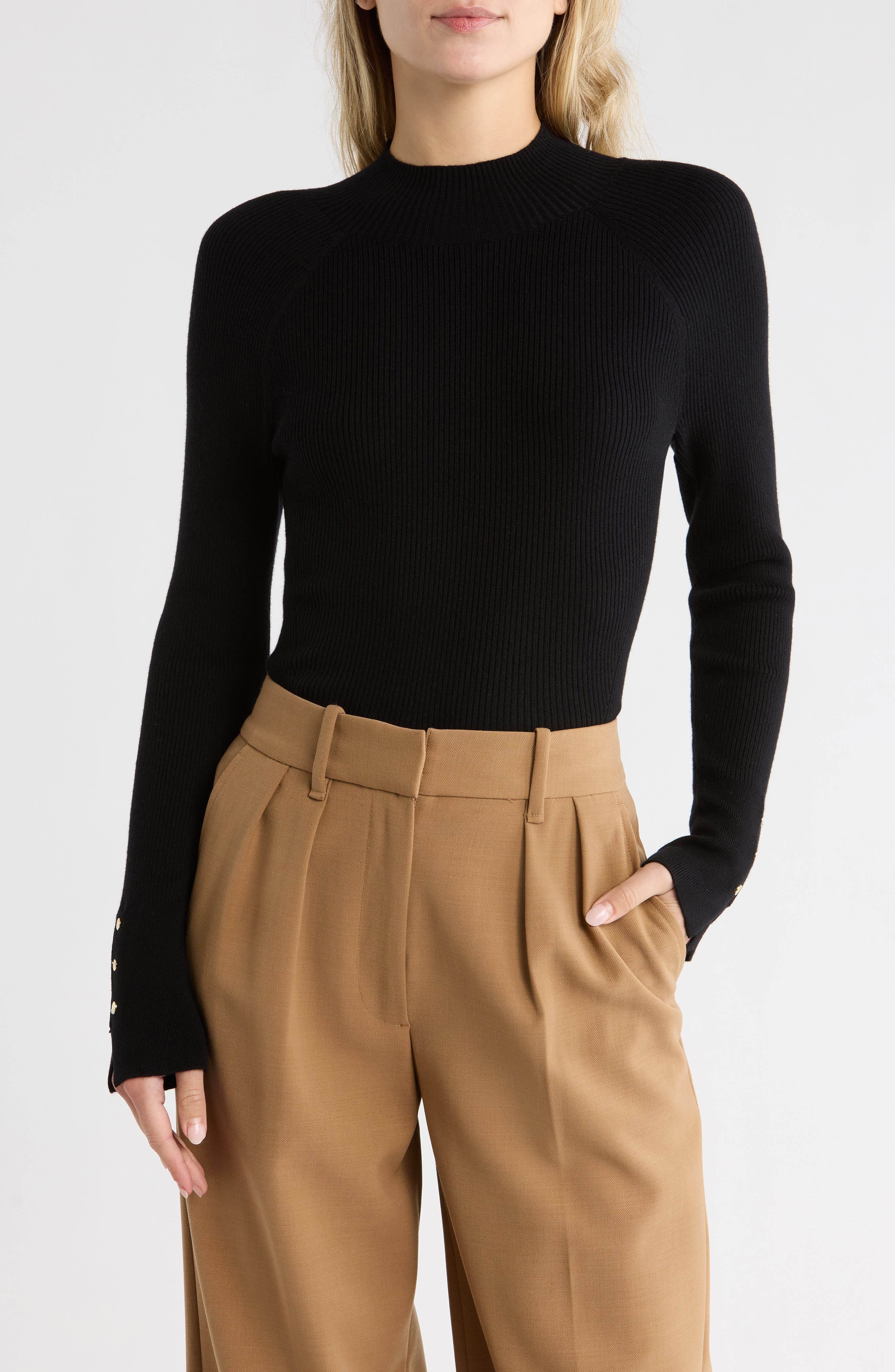 Derek Lam 10 Crosby Kassandra Mock Neck Rib Sweater